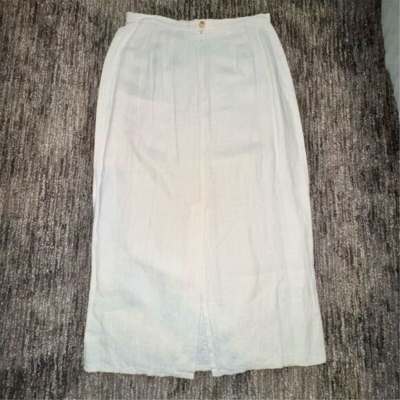 Harve Bernard Women's Size 12 Ivory Cream Floral 100% Linen Maxi Pencil Skirt - Picture 2 of 10